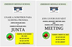 SAC/SSC Meeting / Junta SAC/SSC 9:00 am and 2:30 pm